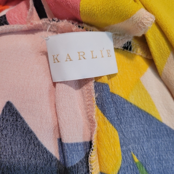 Karlie Tropical Colorful Palm Print Oversized Tunic Top SZ S - Picture 9 of 10